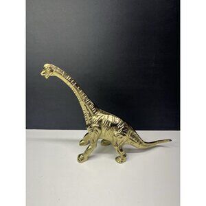 Metal Dinosaur Sculpture Figurine Brachiosaurus 13" X 10" Gold Dino Decor Figure